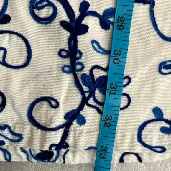 ❤️2/$50❤️[S] April Cornell Blue Embroidered White Cotton Tunic Dress Blouse - Picture 8 of 11